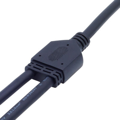 Zwarte IP67 waterdichte 8A-stroom-rating Y-type aansluiting voor 250V-toepassingen