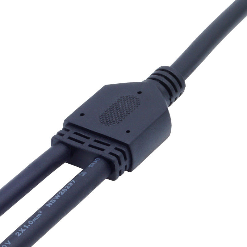 Zwarte IP67 waterdichte 8A-stroom-rating Y-type aansluiting voor 250V-toepassingen