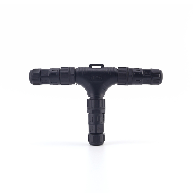 Verzamel schroeftype Tee 3 Ways Waterdichte connectoren, M25 IP68 High Voltage Outdoor LED Waterdichte stroomstok